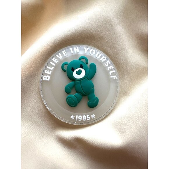 BE YOURSELF CARE BEAR CACHE Cache  Khaki Mid Length Trench Coat Hood Size Medium - Picture 2 of 14